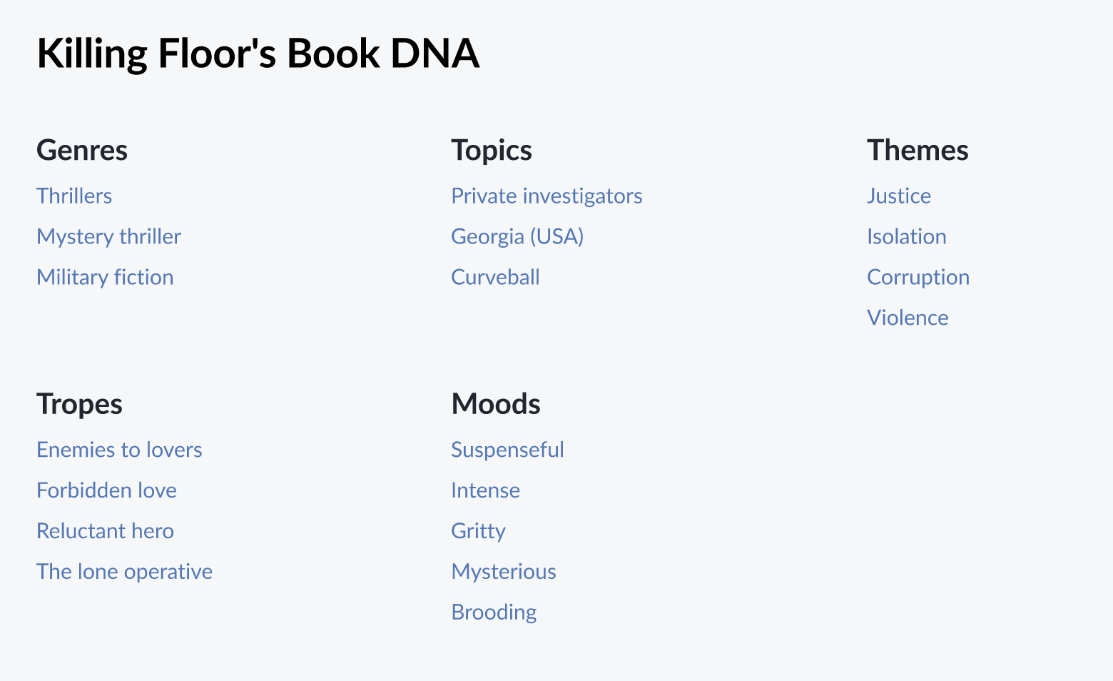 Improve the accuracy of our genre & topic system (plus add themes, tropes, and moods).
